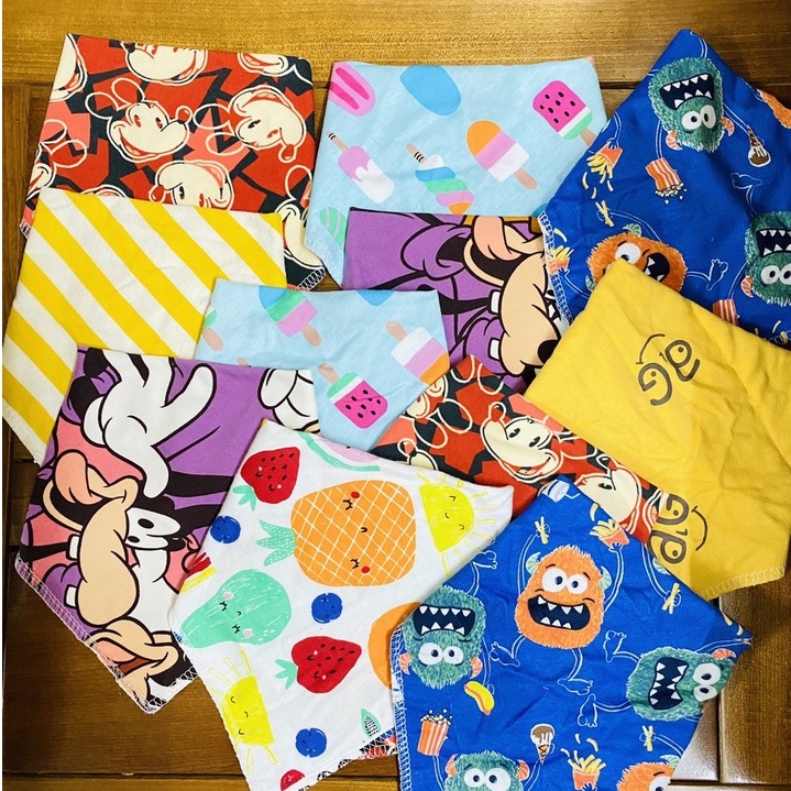 Set 3 Yếm cotton tam giác quàng cổ cho bé - Giữ ấm - Lau nước bọt