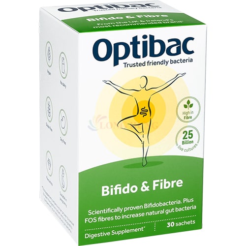 Men vi sinh OptiBac Probiotics Bifido & Fibre bổ sung chất xơ hỗ trợ tiêu hóa (4gói/30 gói)
