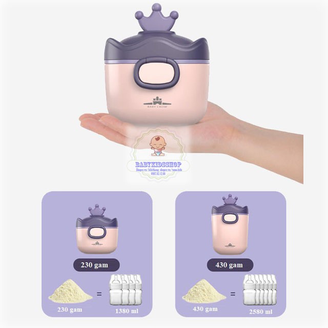 [HÀNG CÓ SẴN] Hộp chia sữa bột, đựng đồ ăn dặm, ăn vặt cao cấp cho bé hãng Baby Crown