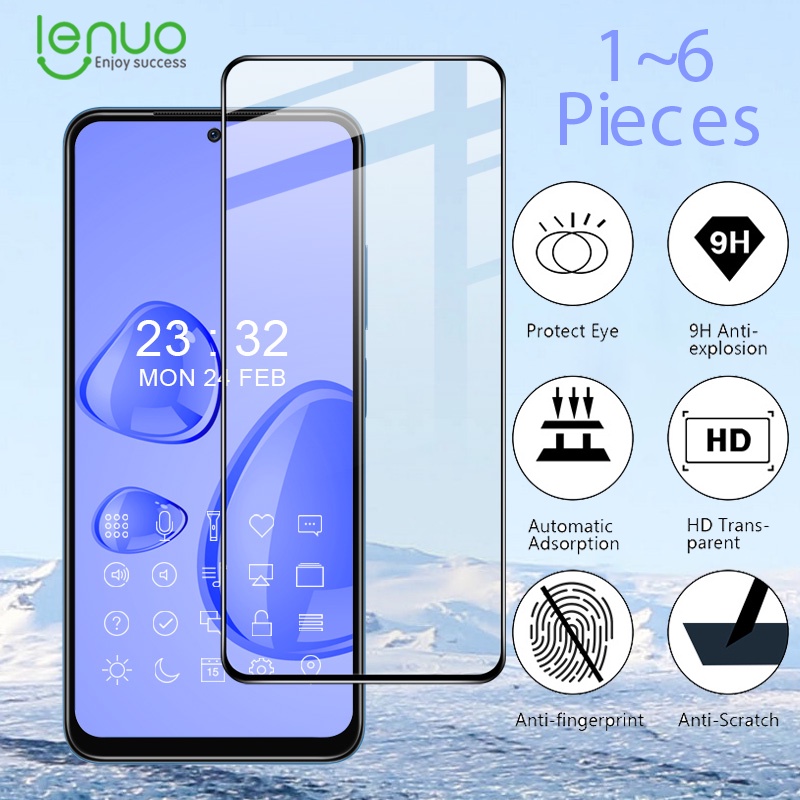 Set 1-6 kính cường lực 9H LENUO độ nét cao chống cháy nổ cho Xiaomi Redmi Note 11 10 9 8 Pro Max 11S 10S 9S