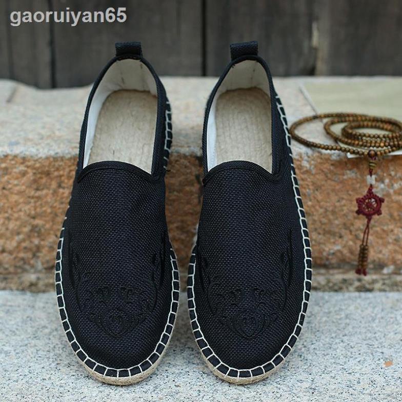 ▤▦◄Giày lười vải lanh đan cói phong cách Trung Hoa cho nam HuN