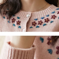 Áo Khoác Cardigan Len Dệt Kim Mỏng Dáng Rộng Thêu Họa Tiết Xinh Xắn Cho Nữ