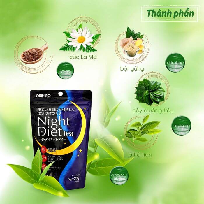Trà giảm cân Orihiro Night Diet Tea 24 gói/túi.