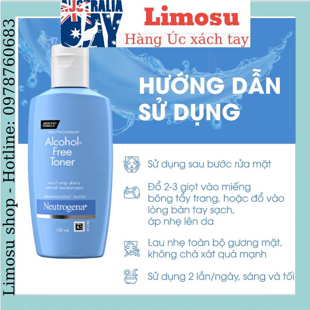 Nước hoa hồng Neutrogena Alcohol Free Toner Không chứa cồn 150ml Limosu