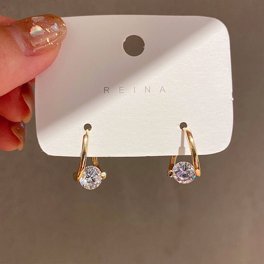 Khuyên Tai Bạc Sterling S925 Đính Đá Zircon Cỡ Nhỏ Tinh Tế Thời Trang Cao Cấp