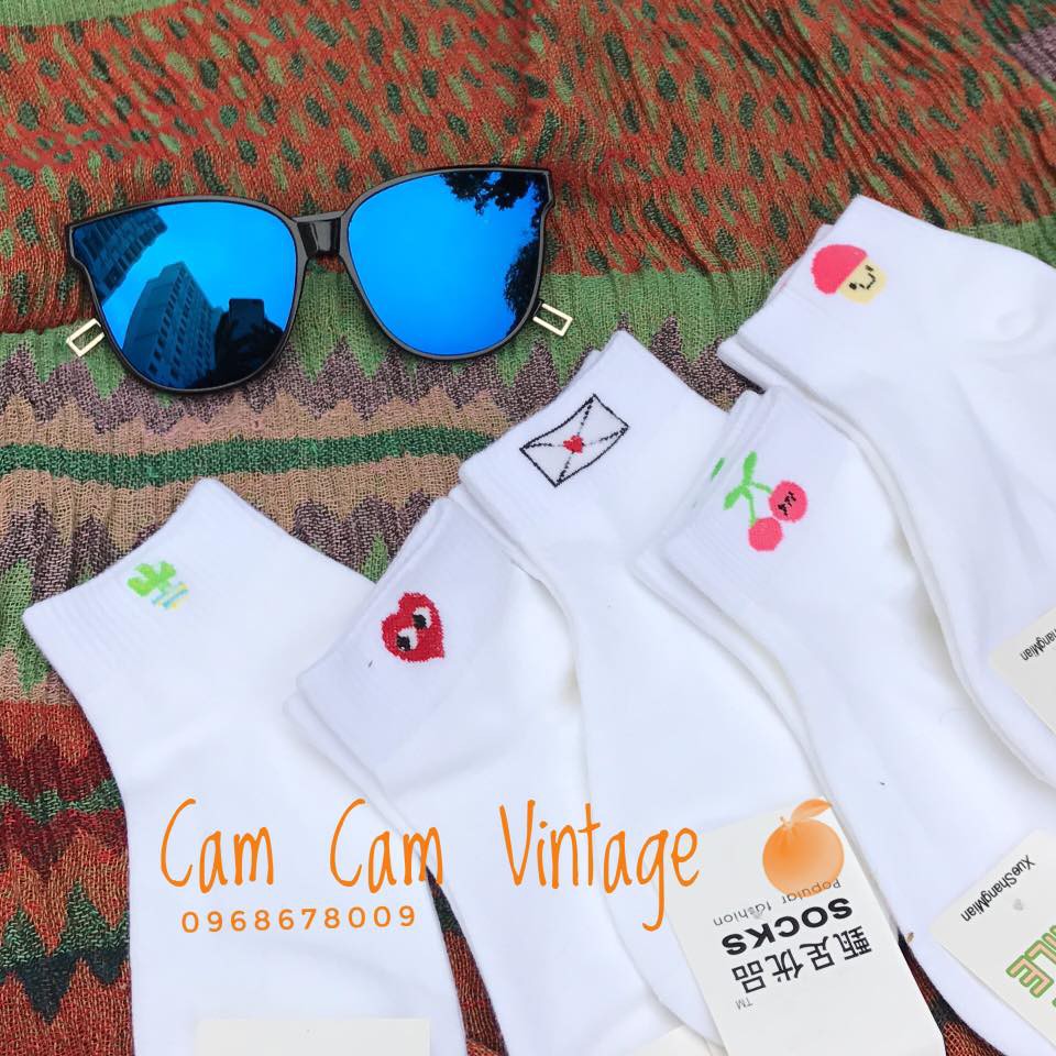 TẤT NGẮN CỔ NỮ , VỚ NGẮN CỔ NAM TẤT TRẮNG CỔ LỬNG THÊU HÌNH