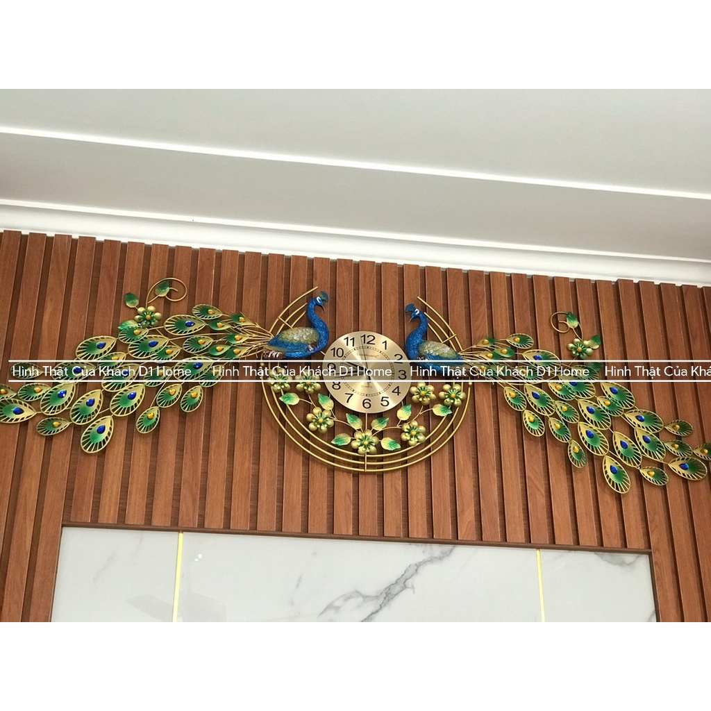 Đồng Hồ Treo Tường Con Chim Công Tài Lộc Chính Hãng D1 Home Kim Trôi Trang Trí Tường Decor- 88