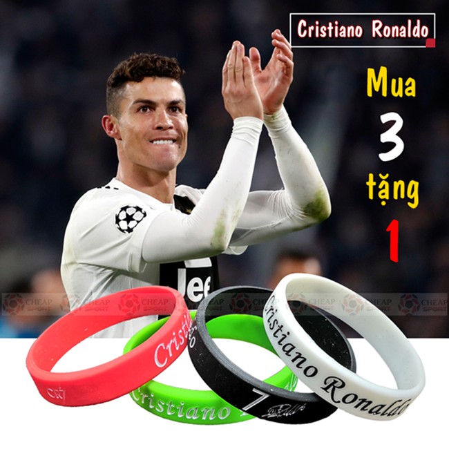 Vòng Tay Cao Su Bóng Đá 1.0 Cao Cấp In Logo Các Ngôi Sao Bóng Đá Ronaldo Cr7, Messi, Neymar