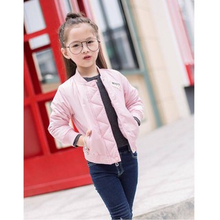 (xả) (thanh lý) Áo khoác phao bomber bé gái siêu cute (Sz: 100-140cm)
