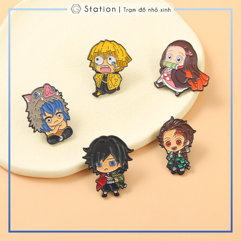 [16 MẪU] Pin cài áo manga anime Kimetsu no Yaiba Demon Slayer chibi nhân vật Tanjiro/ Nezuko/ Zenitsu/ Inosuke - GC418