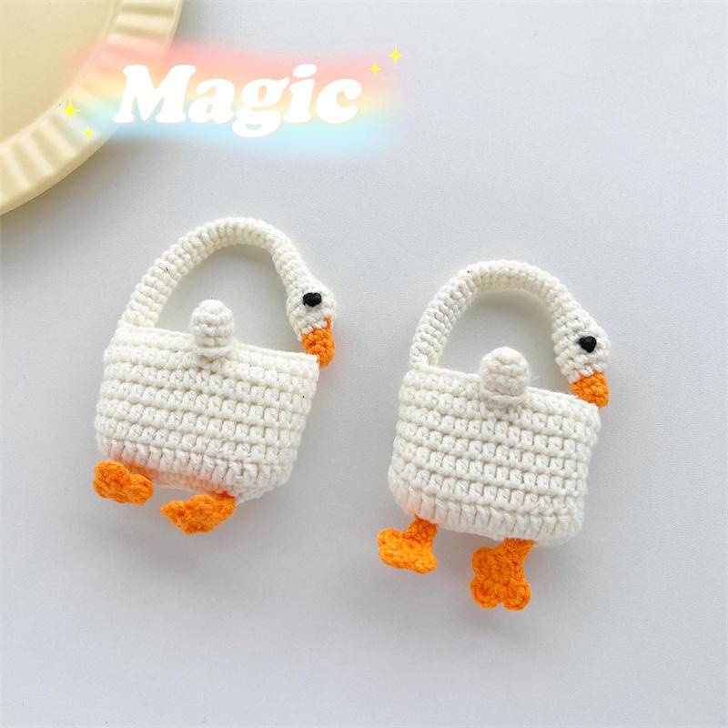 Vỏ Bảo Vệ Hộp Sạc Tai nghe không dây Airpods pro2 / 3 / 2 / 1 3 2 1 pro2 Bằng Len Hình Chim Hạc Màu Trắng Dễ Thương