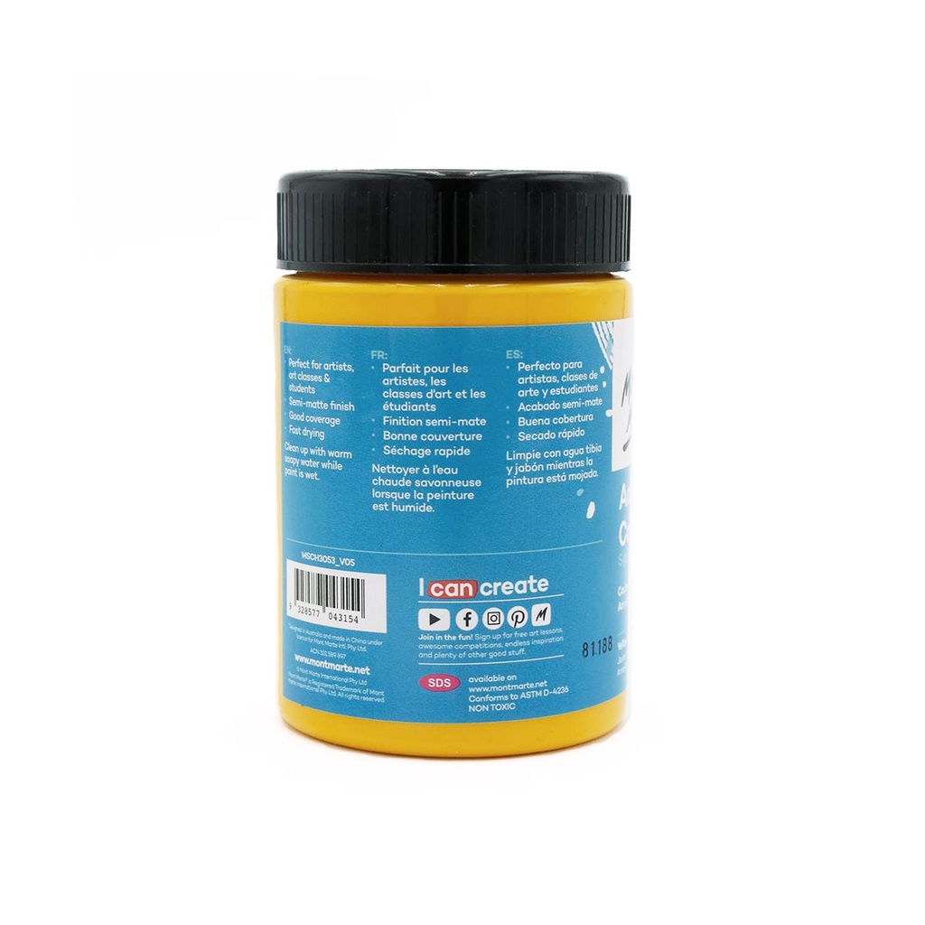 Màu Acrylic Mont Marte 300ml - Yellow Deep - Acrylic Colour Paint Signature 300ml (10.1oz) - MSCH3053