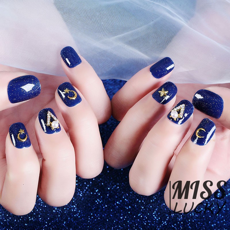[Hàng mới về] Set móng tay giả trang trí ngôi sao mặt trăng lấp lánh cá tính