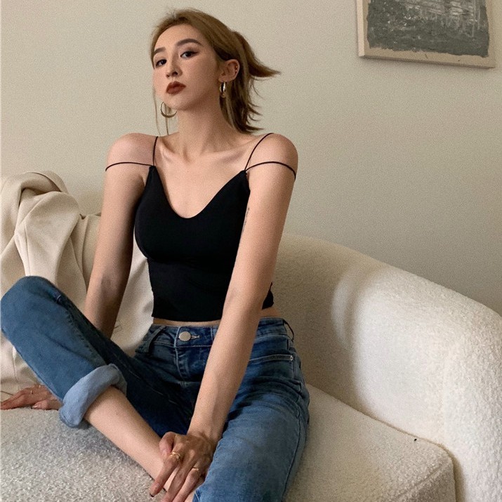 Áo croptop hai dây XIAOZHAINV phong cách mùa hè thời trang quyến rũ cho nữ