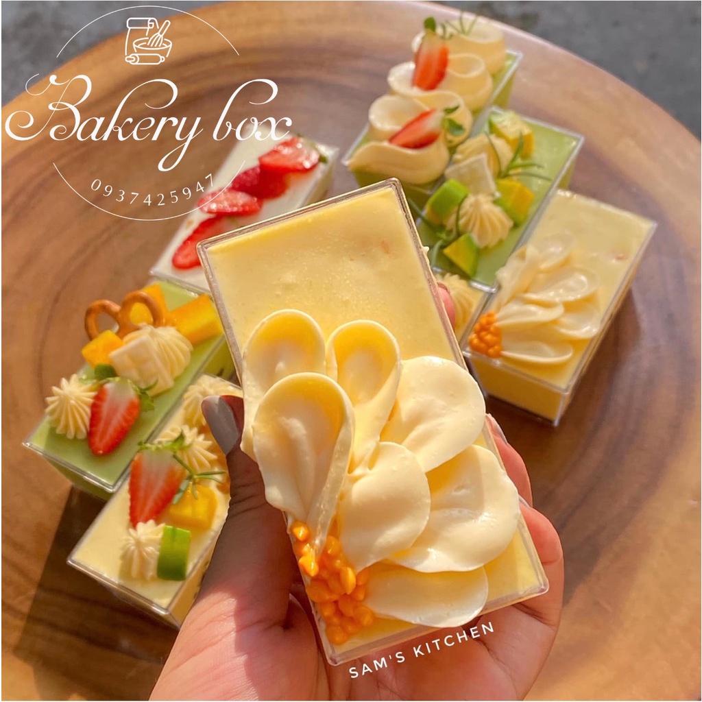 Set 50 Hộp Đựng Panna Cotta Chữ Nhật Kèm Nắp Nhỏ Xinh - WH-4745