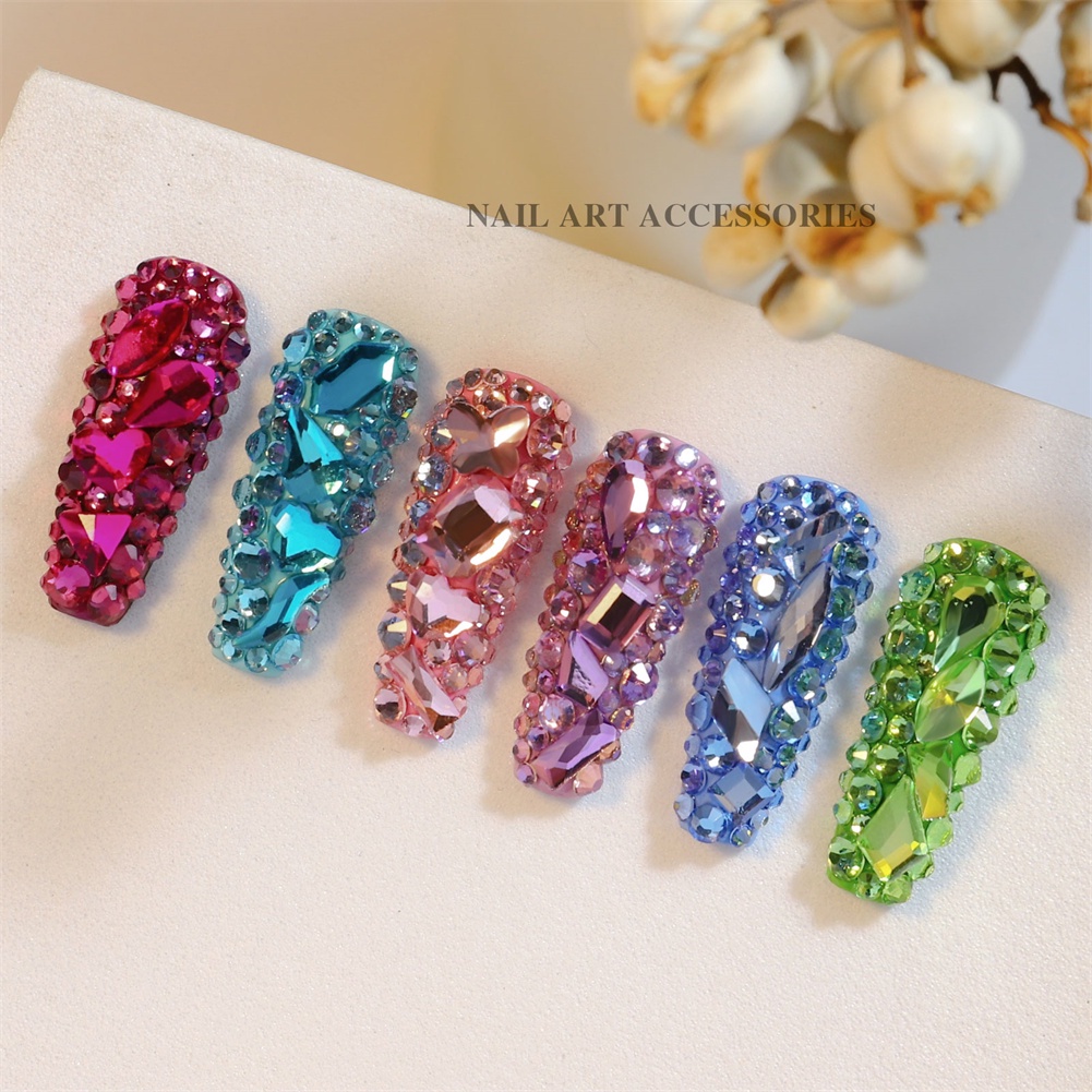 Trong kho khoan Móng Tay Nail Nghệ Thuật Khoan Rhinestone Mix Kính Khoan Hình TỰ LÀM Nail Stickers Nail Đồ Trang Sức Nghệ Thuật COD