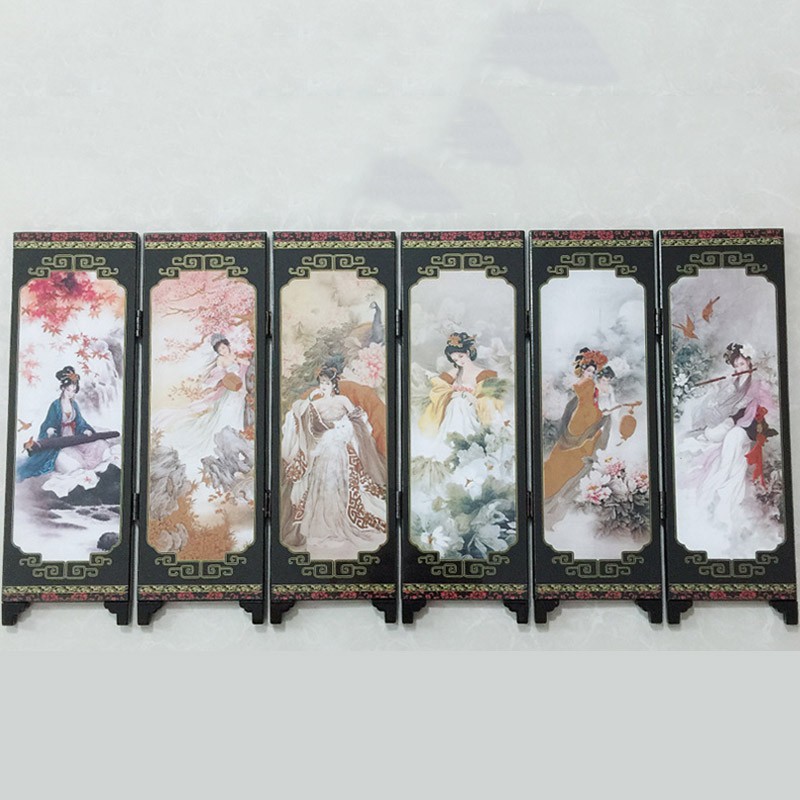 6 Panel Chinese Beauties Room Divider Hand Made Privacy Screen/Separator Frame