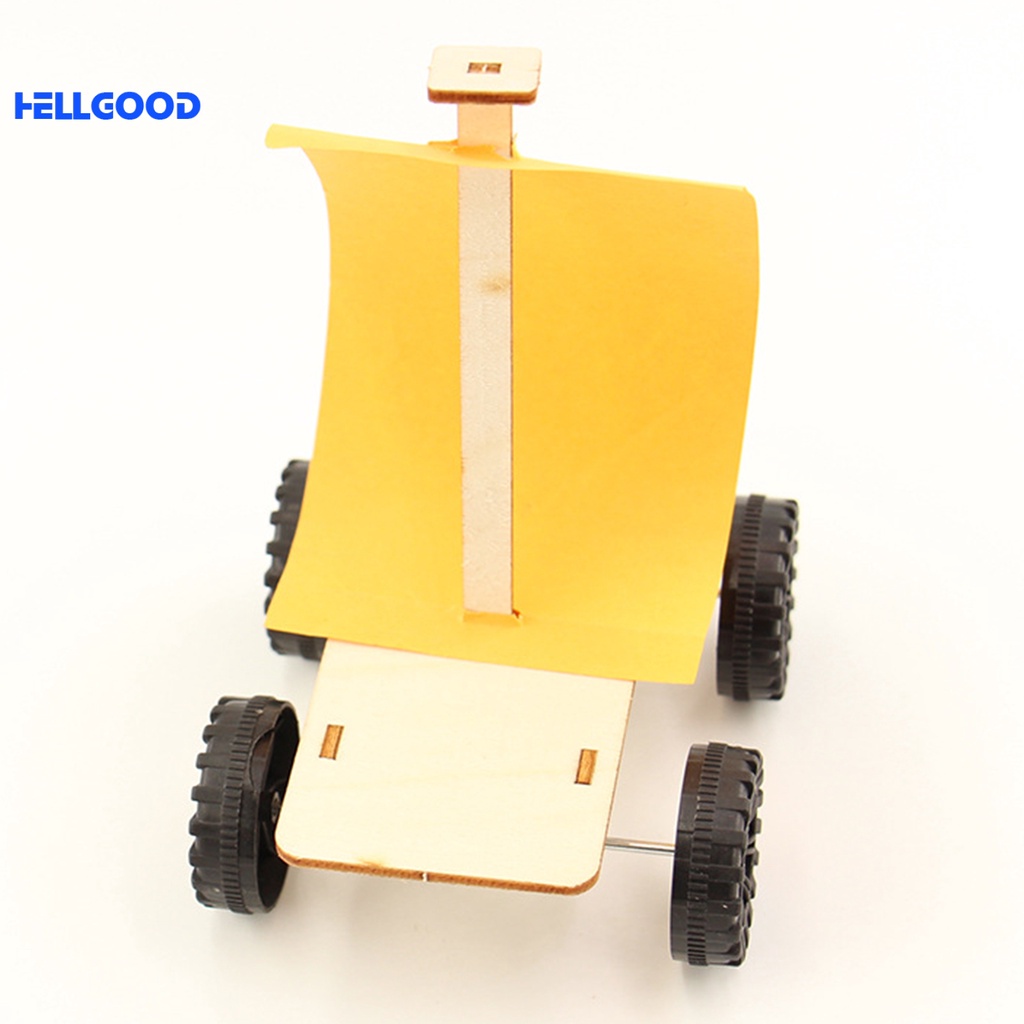 Hellgood Eco-friendly Wind Power Car Wooden Wind Power Car Kit Easy Self-assembly for Entertainment