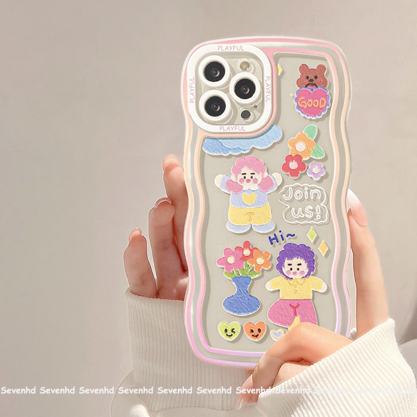 Ốp Điện Thoại Mềm Họa Tiết Nhân Vật Hoạt Hình Vẽ Nguệch Ngoạc Cho iPhone 13 12 11 Pro Max Xs Max Xr X 7 8 6 6s