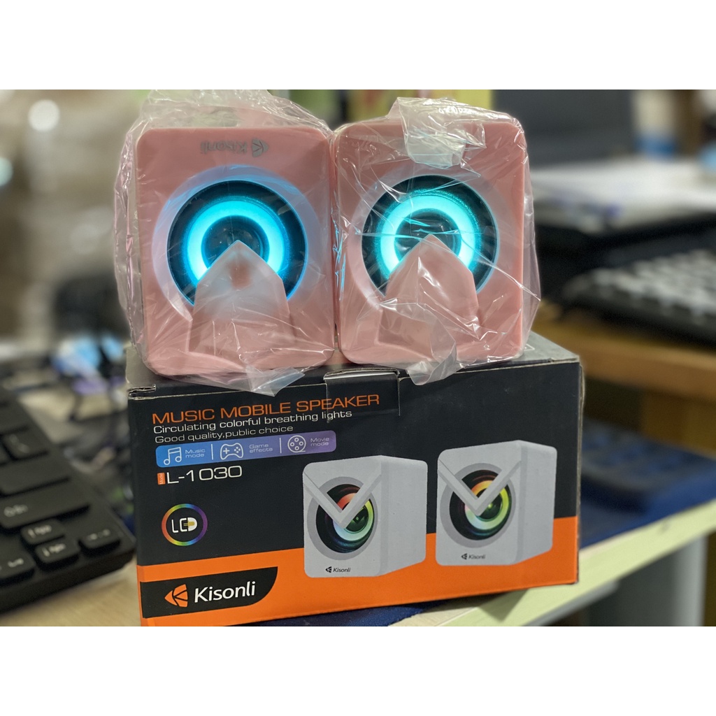 Loa Máy Tính Để Bàn Mini Màu Hồng Dễ Thương Chính Hãng KISONLI