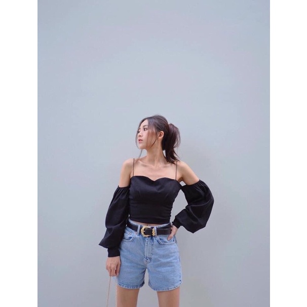 Áo crotop 2S rớt vai tay phồng