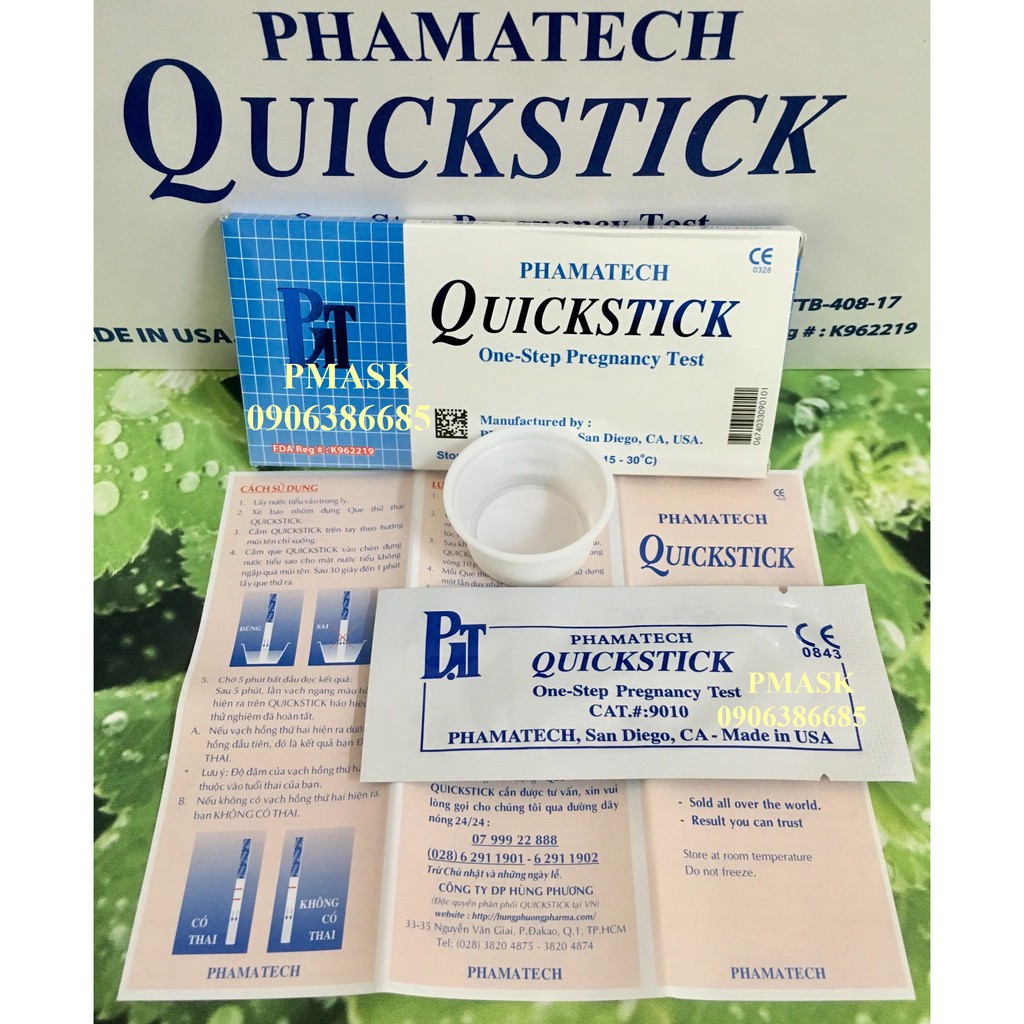 Que thử thai Quickstick combo 10 que hàng chính hãng Công Ty PHAMATECH sản xuất tại Hoa Kỳ