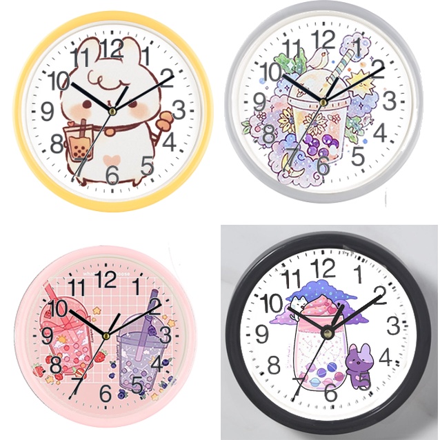 Đồng hồ treo tường trà sữa DHTI4 boba tea cute dễ thương 13 đến15cm