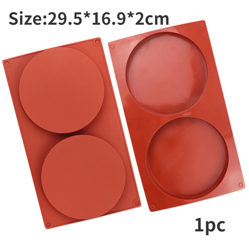 Khuôn Silicone Làm Bánh &amp; Socola 2 Ngăn Hình Tròn Lớn