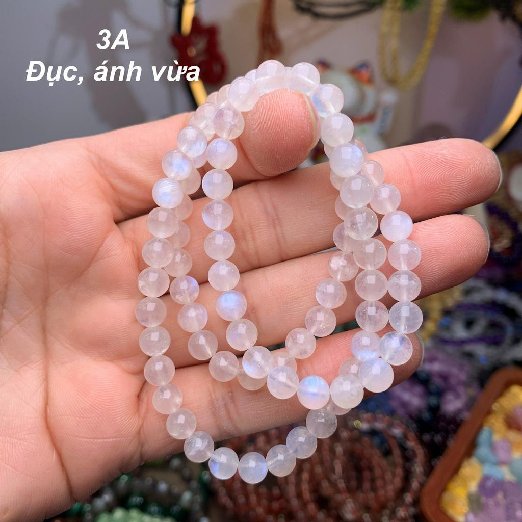 Chuỗi quấn 3 vòng Đá Mặtt Trăng Moonsttone [TẶNG HỘP GỖ] Mệnh Kim, Thủy - Phong Thủy Tây Tạng