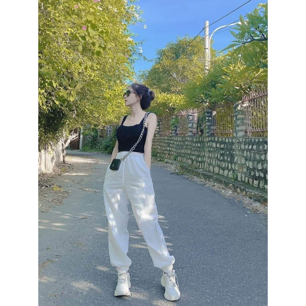 🌸 quần jogger nữ cạp chun bo gấu chất đũi cá tính Đẹp 🌸