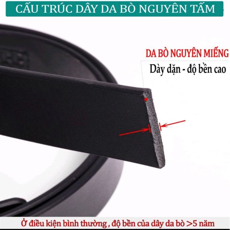 Thắt Lưng Da Nịt Nam Da Bò Nguyên tấm khóa tự động điều chỉnh thoải mái chắc [ KHÓA GẠT DĂNG CƯA KHÓA ĐẸP ]