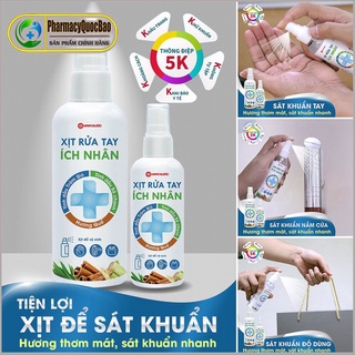 Xịt rửa tay Ích Nhân - Giúp xịt sát khuẩn tay nhanh, bảo vệ sức khỏe (tinh dầu Sả Chanh, tinh dầu Tràm gió, Hương Quế )