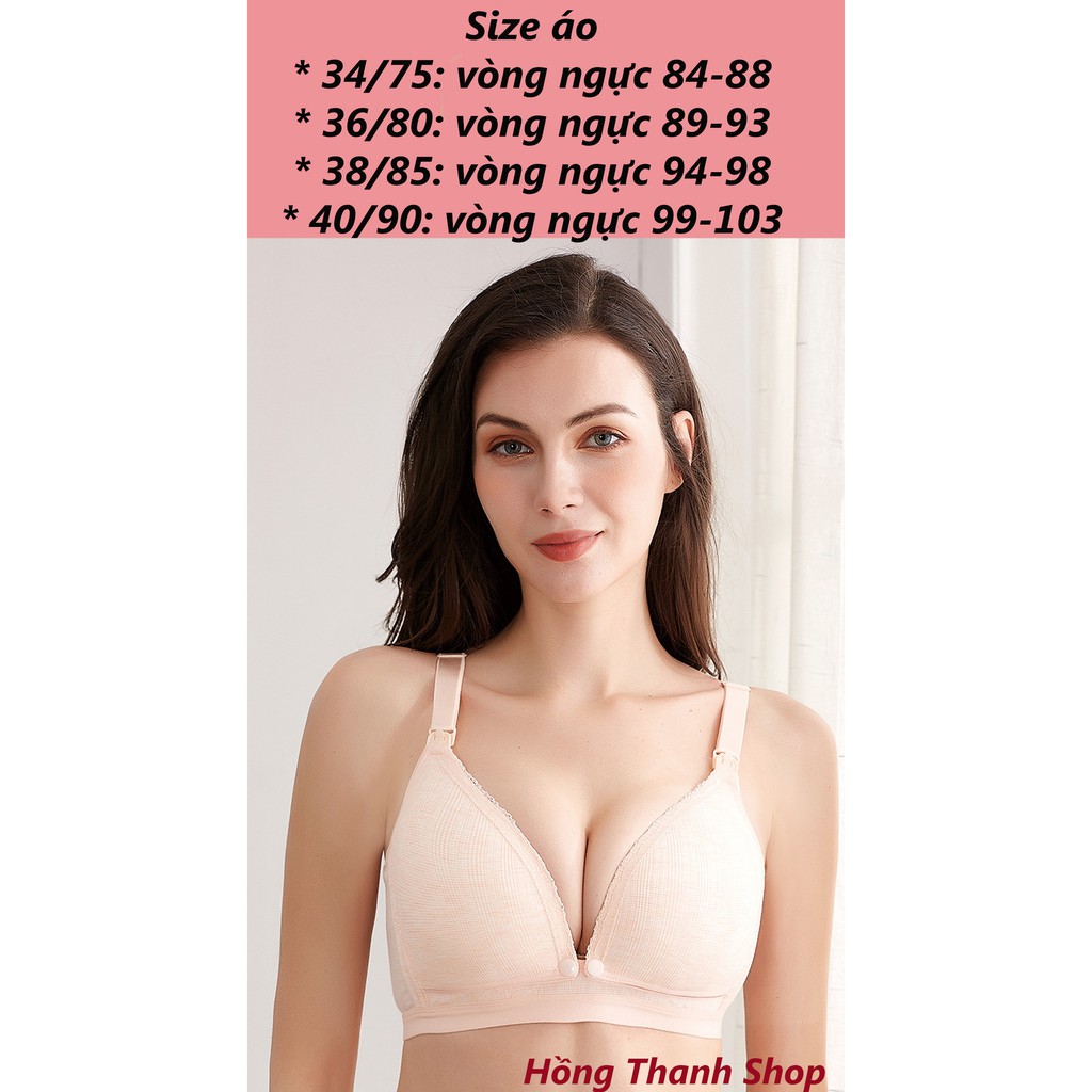 Áo ngực cho con bú có đệm lót, chất vải cotton nguyên chất, thấm hút tốt, thoáng mát vào mùa hè