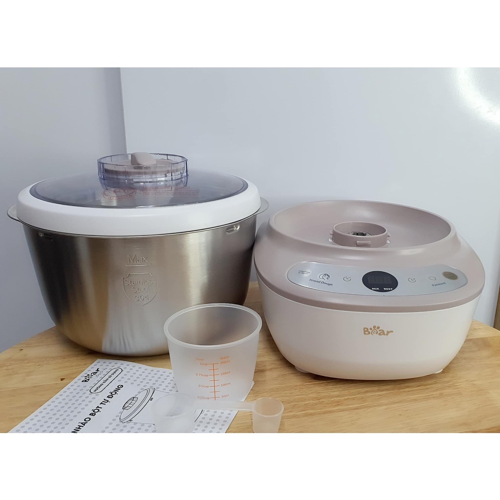 Máy trộn bột thực phẩm đa năng Bear DM-B50V1 tự động , dung tích nồi 5L , cống suất nhào bột 200W màu trắng