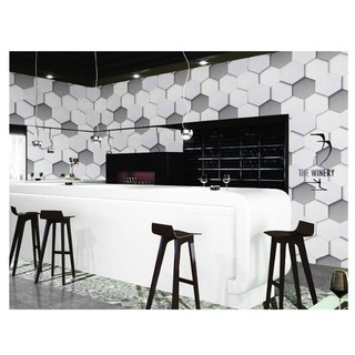 DECAL 1M PVC giấy dán tường khổ 45cm (có sẵn keo dán) – HÌNH LỤC TRẮNG XÁM DT007