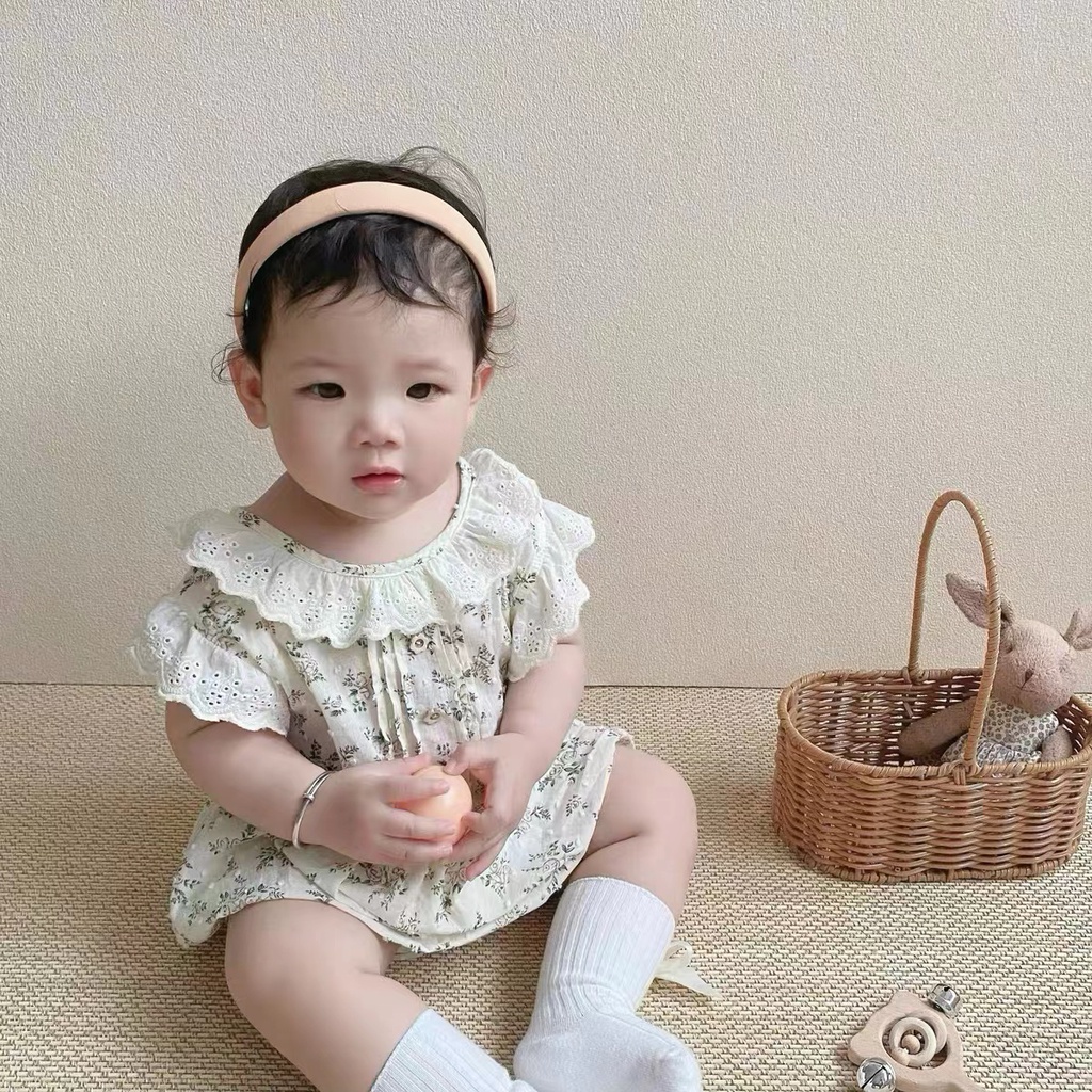 Bộ Áo Liền Quần Không Tay Bằng Cotton In Hoa Dễ Thương Dành Cho Bé Gái