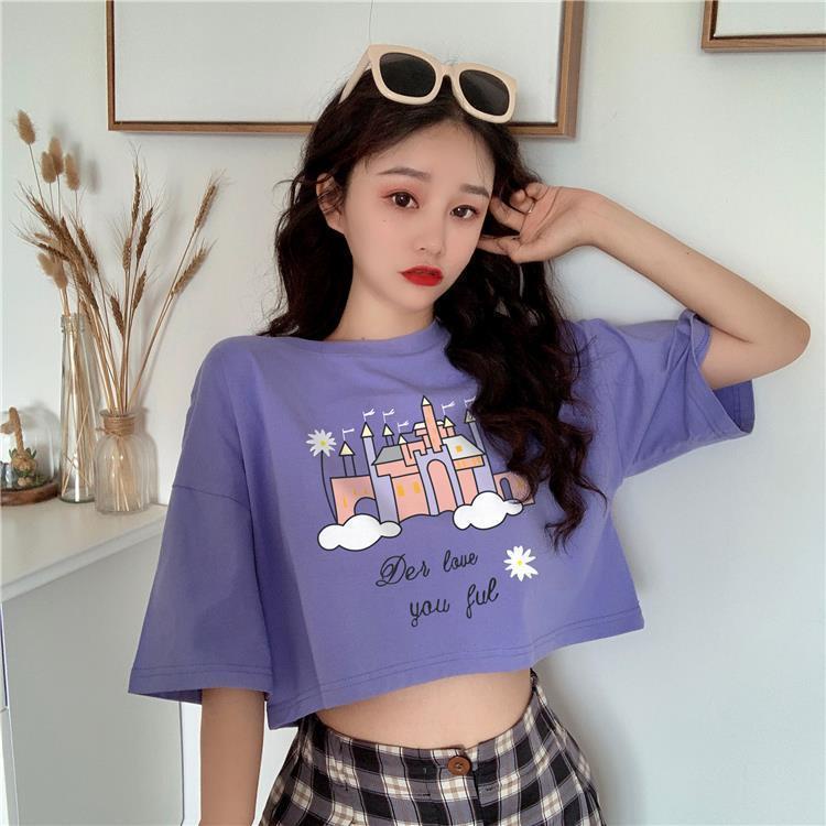 Áo Thun Lửng Tay Ngắn Dáng Rộng Phong Cách Hàn Quốc Thời Trang Cho Áo phông Nữ WT-TX-32