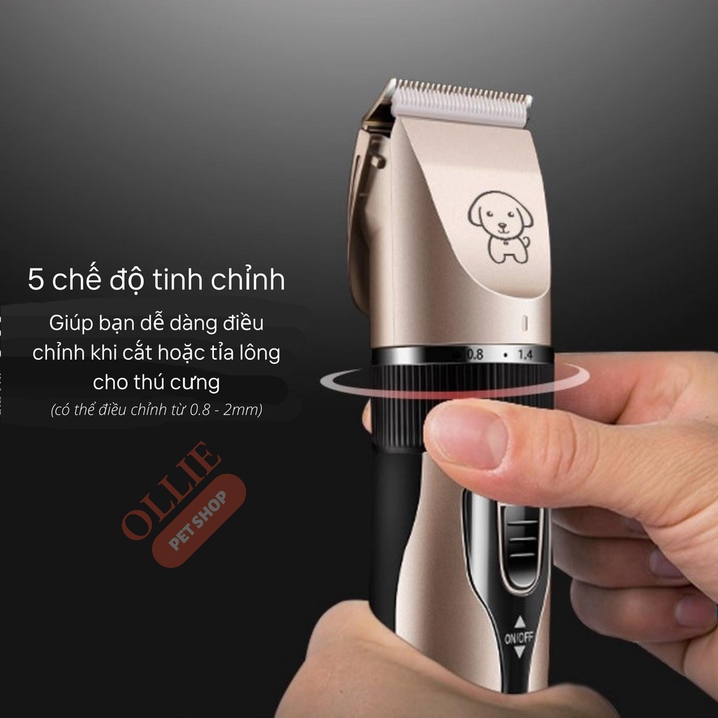 Tông đơ cạo lông chó mèo 5 chế độ tinh chỉnh Chaooer full phụ kiện - Máy cắt tỉa lông thú cưng