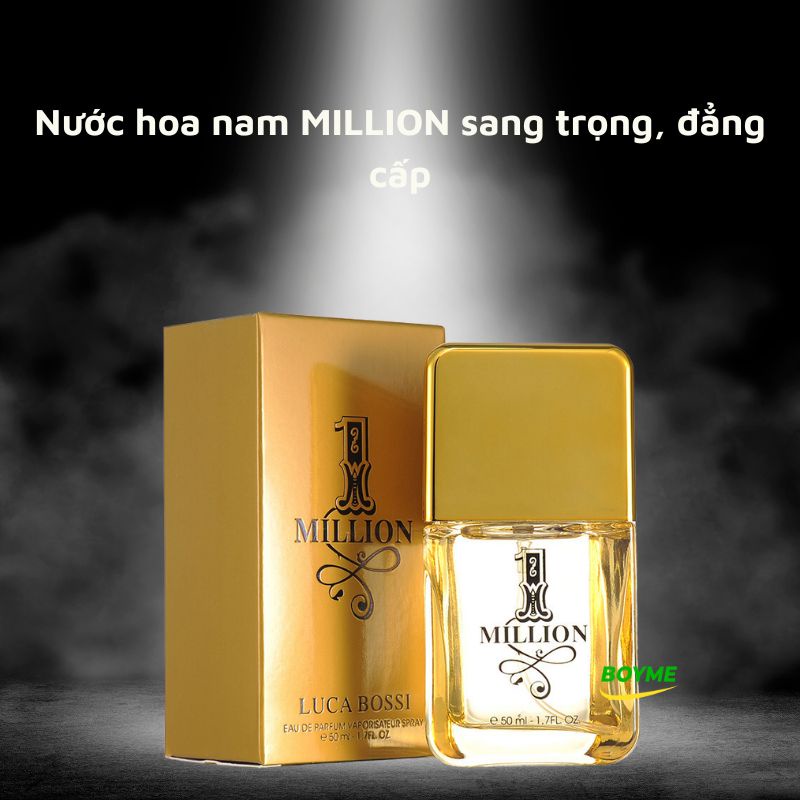 Nước Hoa Nam Tính Thơm Lâu MILLION 50ML, Thiết Kế Chai Màu Vàng Sang Trọng, Tinh Tế, Đàn Ông Đích Thực