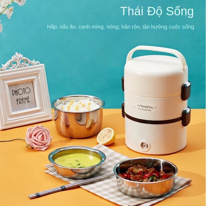 Hộp cơm điện, cách nhiệt đa năng, hộp cơm hấp ba tầng, tủ hấp cơm hâm nóng cho sinh viên, nhân viên văn phòng