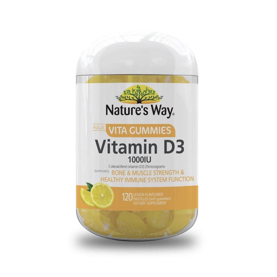 Kẹo Dẻo Nature's Way Vita Gummies Bổ Sung Vitamin D3 1000IU Tăng Hấp Thu Canxi Cho Người Lớn