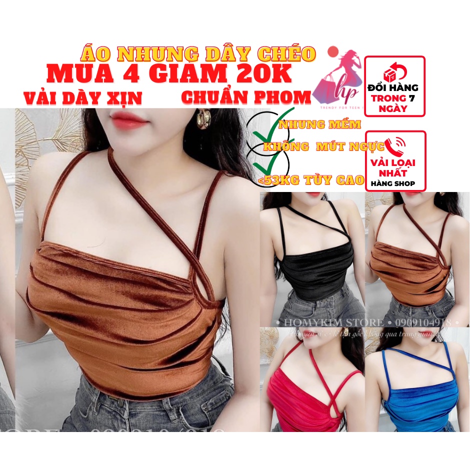 áo 2 dây nữ xếp ly trước chéo dây croptop vải nhung mềm kiểu hàn quốc sang chảnh thời trang nữ - mã  A125