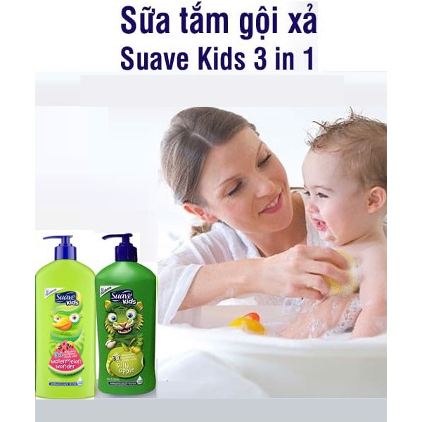 Tắm Gội Xả 3 in 1 Suave Kids cho bé của Mỹ