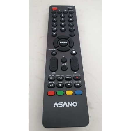 Remote điều khiển tivi ASANO tích hợp các nút DISPLAY, RECALL, TIMESHIFT, EPG. Bảo hành 12 tháng.