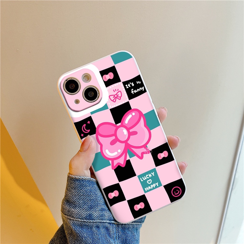 Ốp lưng iphone 11 nơ caro dễ thương cạnh vuông bảo vệ camera cho ip 6/6+/7/7+/8/8+/X/Xs/Xsm/11/11PM/12/12pro/13/13promax