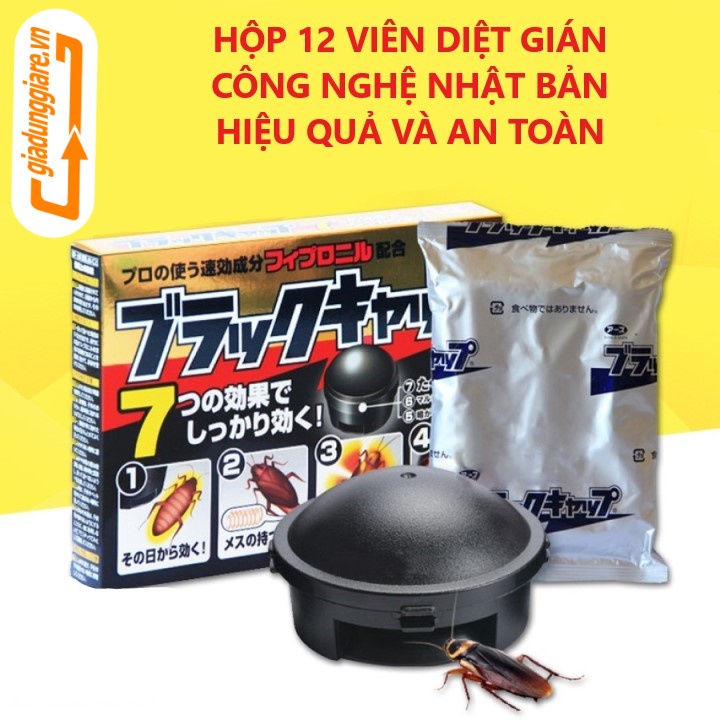 Hộp diệt gián Nhật Bản 12 viên hoàn toàn không gây độc hại viên đuổi gián chỉ diệt dán  -giadunggiare.vn