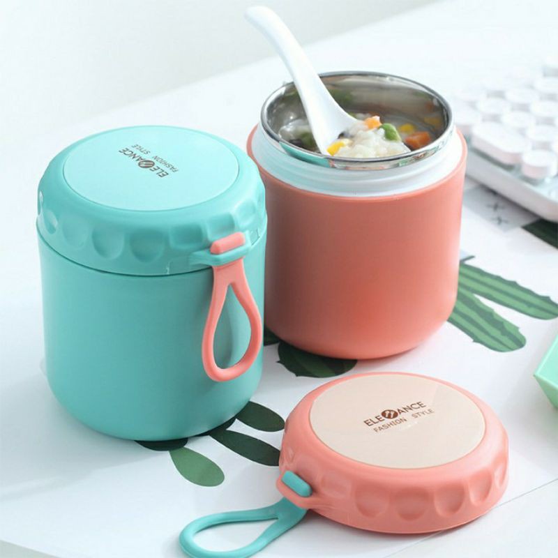 Bình ủ cháo cho bé có quai cầm ruột inox 304 Ca giữ nhiệt đồ ăn cho trẻ dung tích 430ml  màu ngẫu nhiên