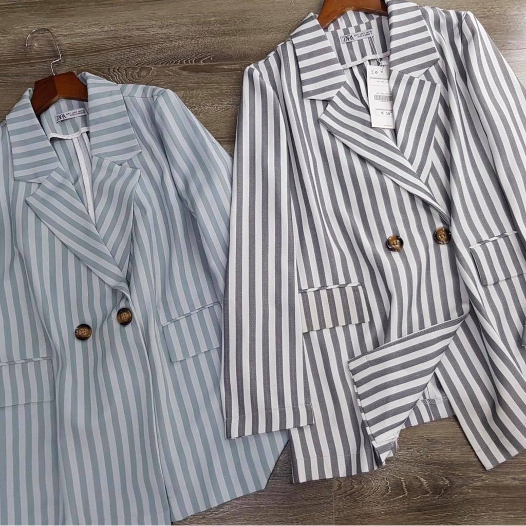 Áo blazer kẻ 2 màu - form suông rộng