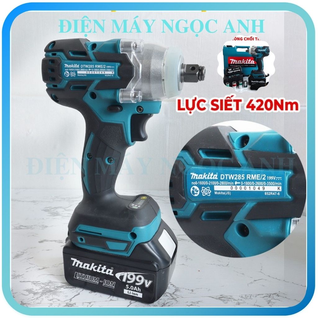 Máy siết bulong pin bắn vặn ốc vít bu lông total không chổi than MAKITA 118V chính hãng- FULL BOX 2 PIN CHUẨN 10 CELL