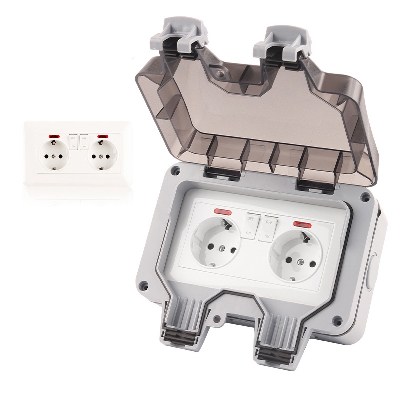 Ổ Cắm Điện Gắn Tường Chống Nước IP66 16A Có Công Tắc Tiện Dụng